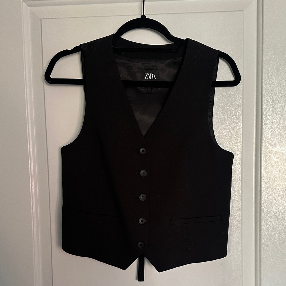 Zara Classic Black Vest with Buttons